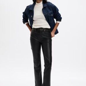 NWT Gap Vintage Slim High Rise Faux Leather Pants Womens 31/12 Black Moto Career